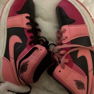 Women's Pink and Black High-Top Sneakers